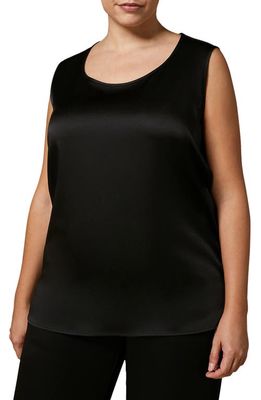 Marina Rinaldi Scoop Neck Satin Tank in Black