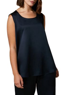 Marina Rinaldi Scoop Neck Satin Tank in Navy