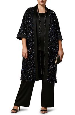 Marina Rinaldi Sequin Longline Jacket in Black