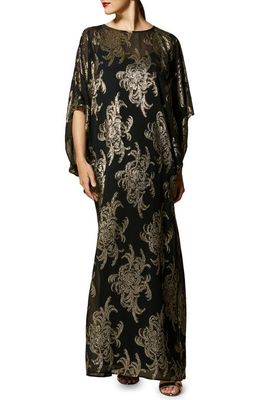 Marina Rinaldi Straight Fit Silk Blend Gown in Black
