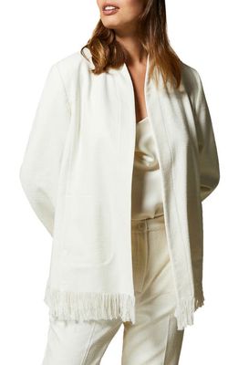 Marina Rinaldi Stretch Cotton Basketweave Jacket in White