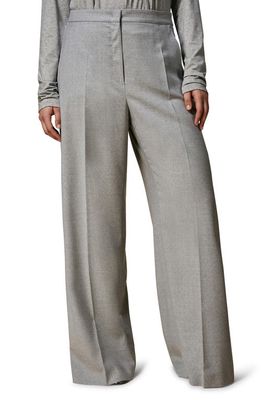 Marina Rinaldi Stripe Trim Flannel Palazzo Trousers in Light Grey