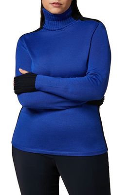 Marina Rinaldi Superfine Merino Wool Blend Turtleneck Sweater in China Blue