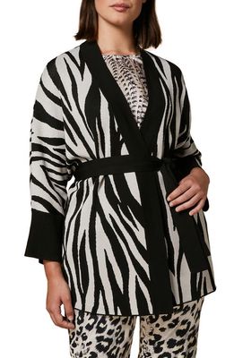Marina Rinaldi Zebra Tie Front Cardigan in Colonial