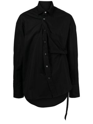marina yee asymmetric cotton-poplin shirt - Black
