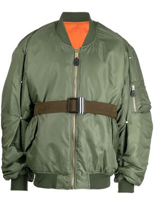 marina yee belted zip-up bomber jacket - Green