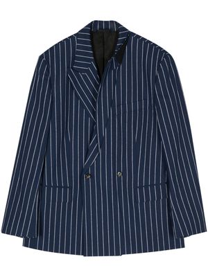 marina yee striped double-breasted blazer - Blue