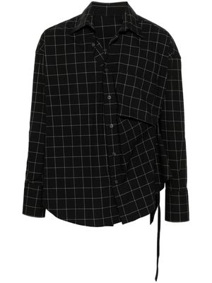 marina yee windowpane-print asymmetric shirt - Black