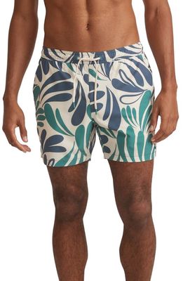 Marine Layer Abstract Floral Swim Trunks in Cool Abstract Floral