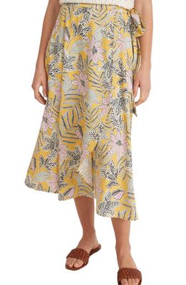 Marine Layer Anna Floral Print Wrap Skirt in Bamboo Floral