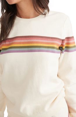 Marine Layer Anytime Rainbow Stripe Sweatshirt in White