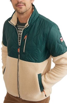 Marine Layer Archive Bariloche Mix Media Water Resistant Jacket in Bistro Green/Natural
