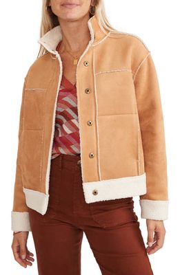 Marine Layer Asheville Faux Suede & Faux Shearling Jacket in Camel
