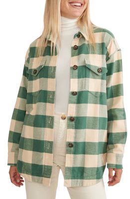 Marine Layer Bailey Check Cotton Flannel Shirt Jacket in Green/Cream Buffalo