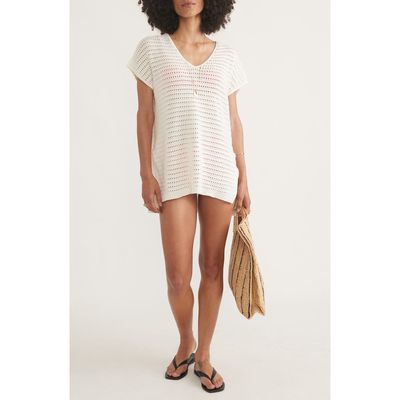 Marine Layer Bay Open Stitch Cover-Up Tunic in Cream 