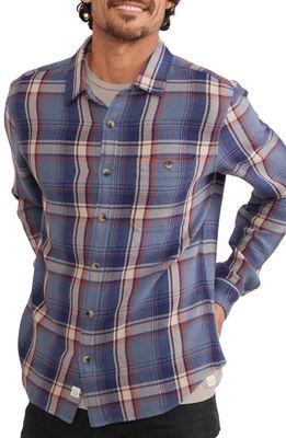 Marine Layer Beefy Plaid Button-Up Overshirt in Large Blue Plaid