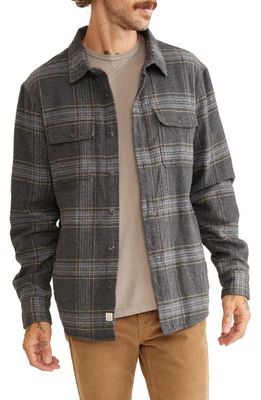 Marine Layer Camping Lined Flannel Button-Up Shirt in Grey Plaid