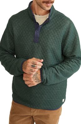 Marine Layer Corbet Quilt Jacquard Reversible Pullover in Green/Oatmeal