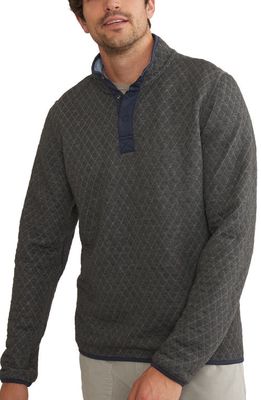Marine Layer Corbet Quilt Jacquard Reversible Pullover in Light Blue/Charcoal