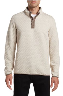 Marine Layer Corbet Quilt Jacquard Reversible Pullover in Oatmeal/Tan