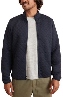 Marine Layer Corbet Quilted Knit Jacket in Navy