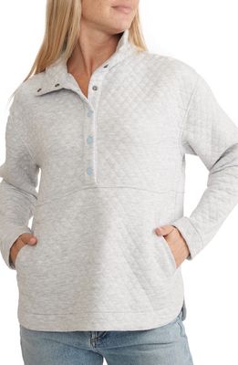 Marine Layer Corbet Quilted Snap Placket Pullover in Light Heather Grey