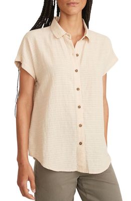 Marine Layer Dana Short Sleeve Button-Up Shirt in Parchment