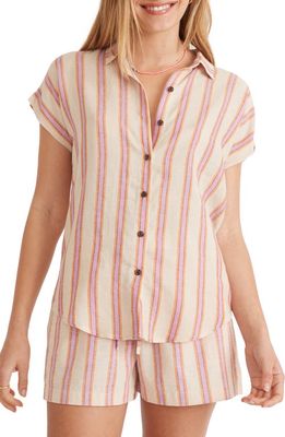 Marine Layer Dana Stripe Button-Up Shirt in Pink Multi Stripe