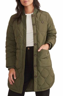 Marine Layer Elsie Quilted Longline Coat in Olive
