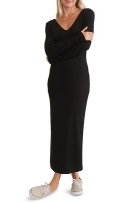 Marine Layer Lexi Long Sleeve V-Neck Dress in Black