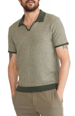 Marine Layer Liam Johnny Collar Polo in Olive/Driftwood