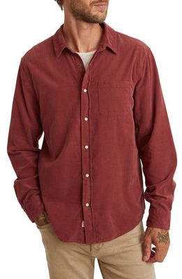 Marine Layer Lightweight Corduroy Snap-Up Shirt in Oxblood Red