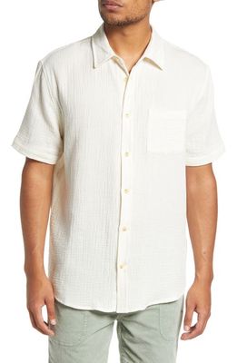 Marine Layer Men's Crinkle Cotton Button-Up Shirt in Natural