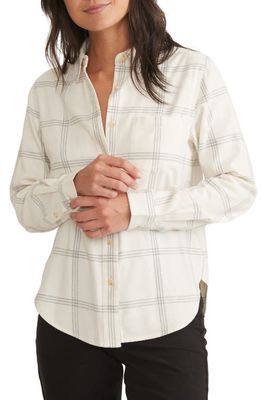 Marine Layer Monterey Plaid Organic Cotton Flannel Shirt in White