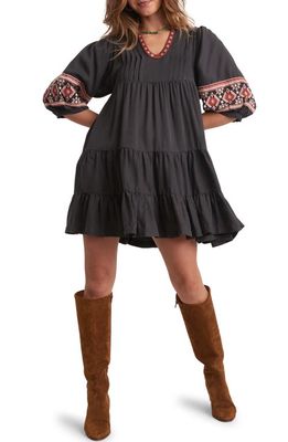 Marine Layer Olema Embroidered Minidress in Black Embroidery