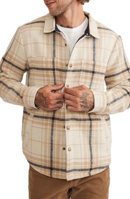 Marine Layer Plaid Flannel Snap-Up Shirt Jacket in Natural Plaid