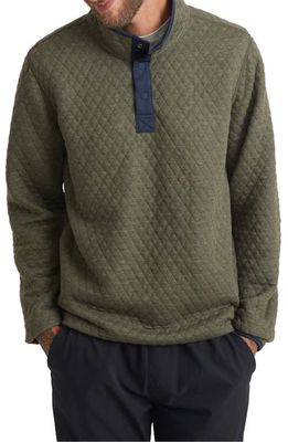 Marine Layer Reversible Stand Collar Pullover in Navy/Olive Heather