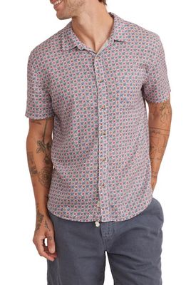Marine Layer Rose Geo Print Short Sleeve Button-Up Shirt in Faded Rose Geo Print