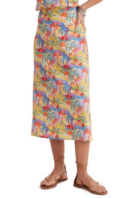 Marine Layer Ryan Palm Print Hemp Blend Skirt in Multi Palm