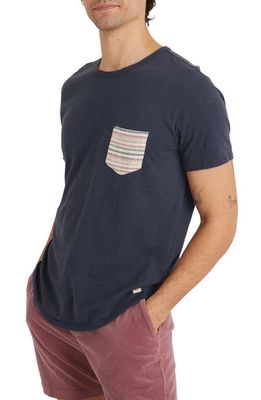 Marine Layer Saddle Stripe Pocket T-Shirt in Black Iris