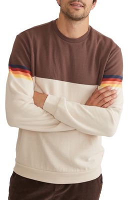 Marine Layer Signature Colorblock Sweater in Brown Sunset Stripe