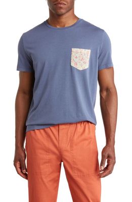 Marine Layer Signature Contrast Pocket T-Shirt in Dark Denim