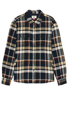 Marine Layer Signature Lined Camping Shirt in Navy