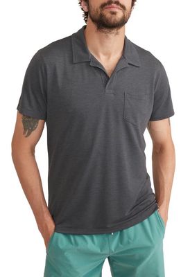Marine Layer Sport Air Pocket Performance Polo in Faded Black