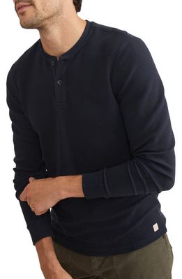 Marine Layer Sport Waffle Knit Henley in Sky Captain