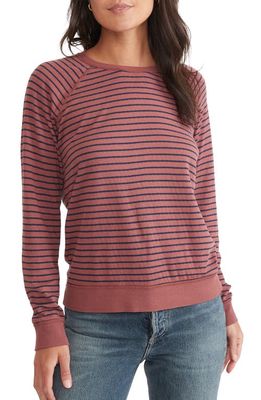 Marine Layer Stripe & Dot Reversible Raglan Pullover in Rust/Navy