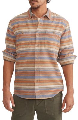 Marine Layer Stripe Cotton & Wool Button-Up Shirt in Multi Stripe