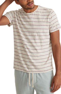 Marine Layer Stripe Cotton Slub T-Shirt in Rose Wine/Green Stripe