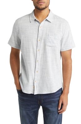Marine Layer Stripe Short Sleeve Selvage Button-Up Shirt in Blue Mini Stripe