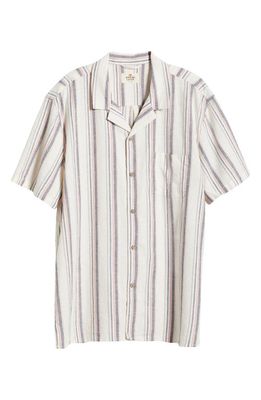 Marine Layer Stripe Short Sleeve Stretch Hemp & Lyocell Button-Up Shirt in White Multi Stripe